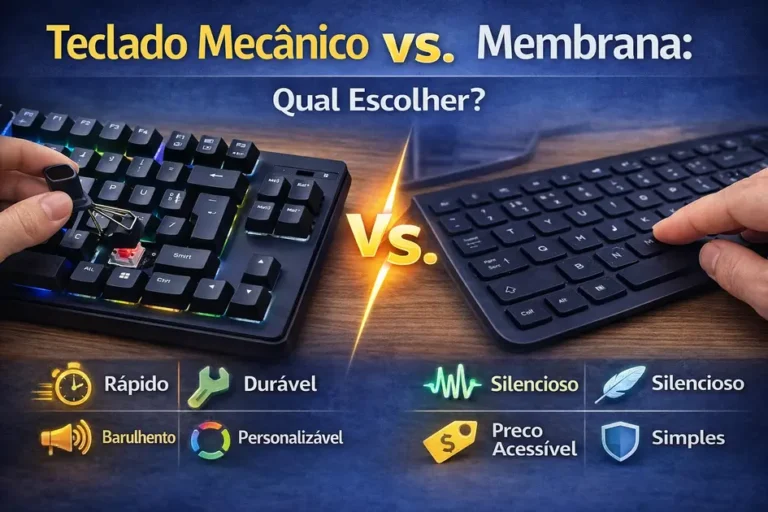 comparação entre teclado mecânico e teclado de membrana mostrando diferenças de uso e desempenho