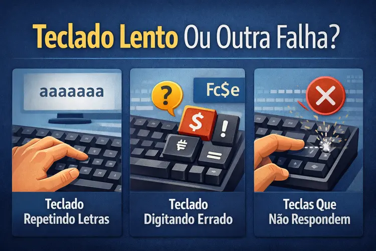 diferença entre teclado lento repetindo letras digitando errado e teclas que não respondem