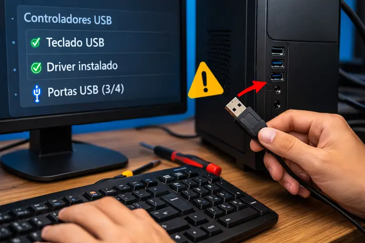 teclado usb não reconhecido ao conectar na porta usb do computador