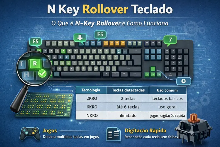 n key rollover teclado comparação 2kro 6kro nkro teclas simultâneas teclado