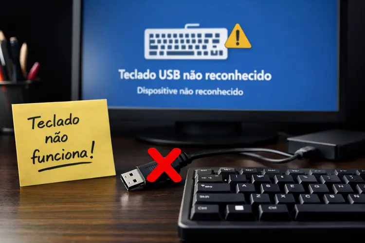 teclado usb não reconhecido mostrando erro no computador e teclado sem funcionar