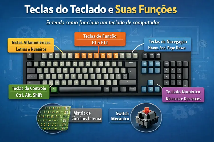 grupos de teclas do teclado e suas funções no computador