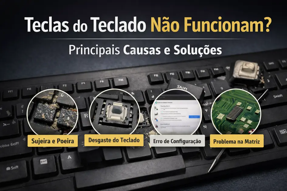 algumas teclas do teclado não funcionam causas como sujeira desgaste erro de configuração e problema na matriz